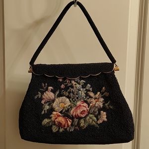Vintage beaded and crocheted handbag